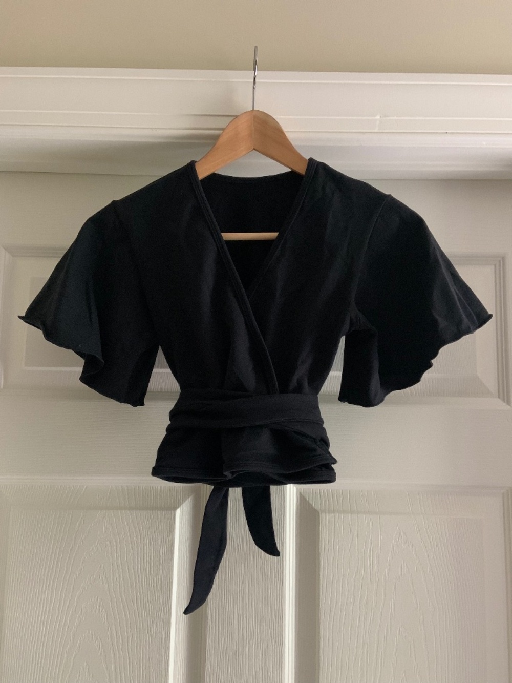 Ballet Beautiful Jersey Flutter Sleeve Wrap Top